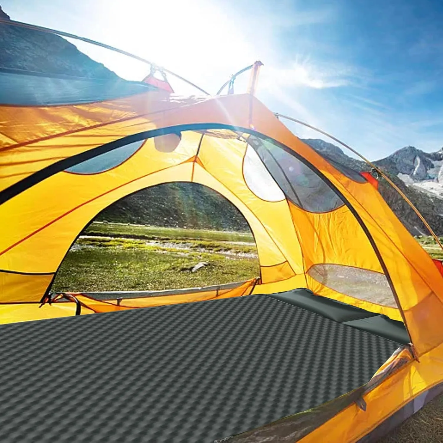 Camping Mattress Sleeping Pad, Thickness 1.97 Inch Inflatable Sleeping Mat Lightweight Waterproof Camping Bed Mat with Built-in Pump Air Mattress for Backpacking, Hiking, Tent, Traveling