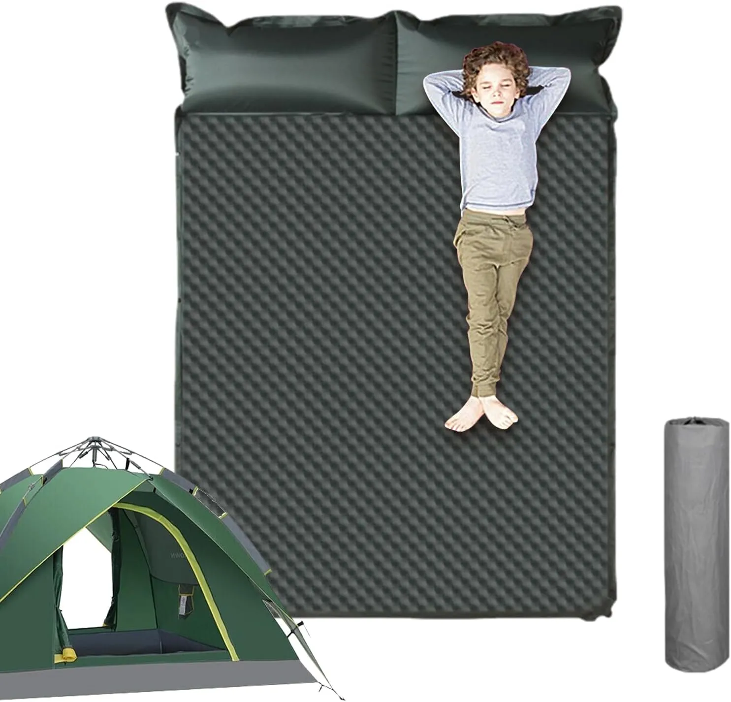 Camping Mattress Sleeping Pad, Thickness 1.97 Inch Inflatable Sleeping Mat Lightweight Waterproof Camping Bed Mat with Built-in Pump Air Mattress for Backpacking, Hiking, Tent, Traveling