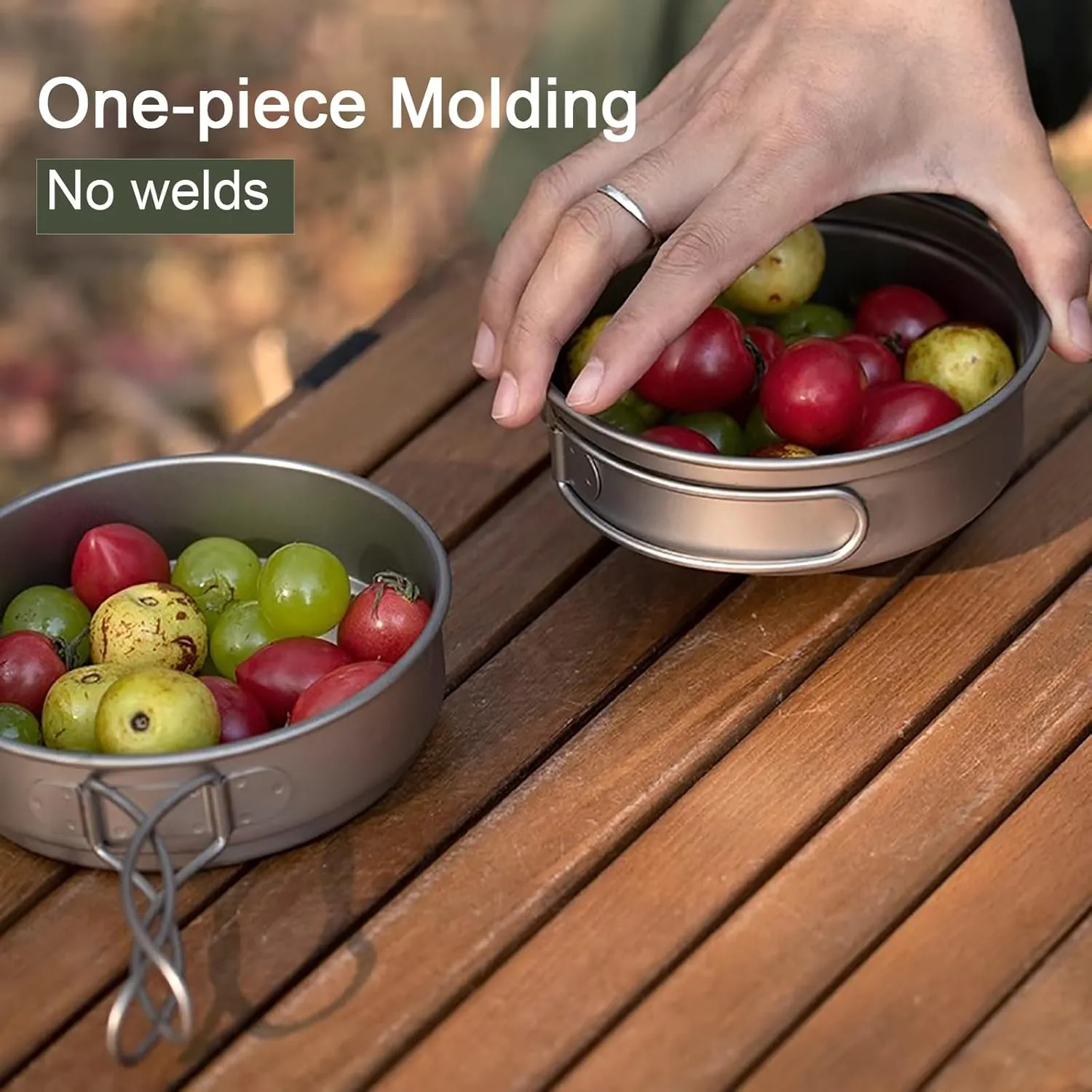 Camping Pot, Titanium Pan Dish Plate, Ultralight Camping Cookware, with Handle, for Outdoors Backpacking Hiking(A,500ml)