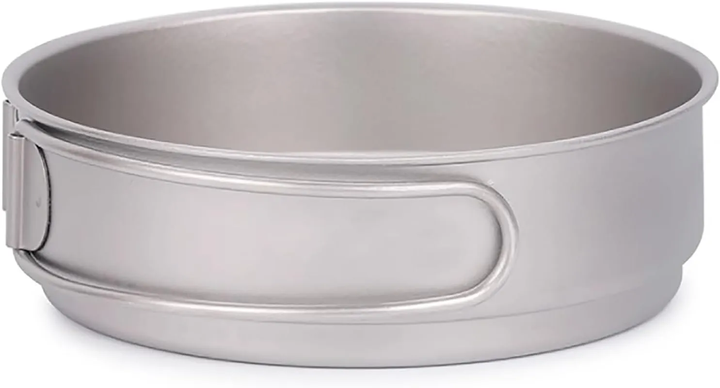 Camping Pot, Titanium Pan Dish Plate, Ultralight Camping Cookware, with Handle, for Outdoors Backpacking Hiking(A,500ml)