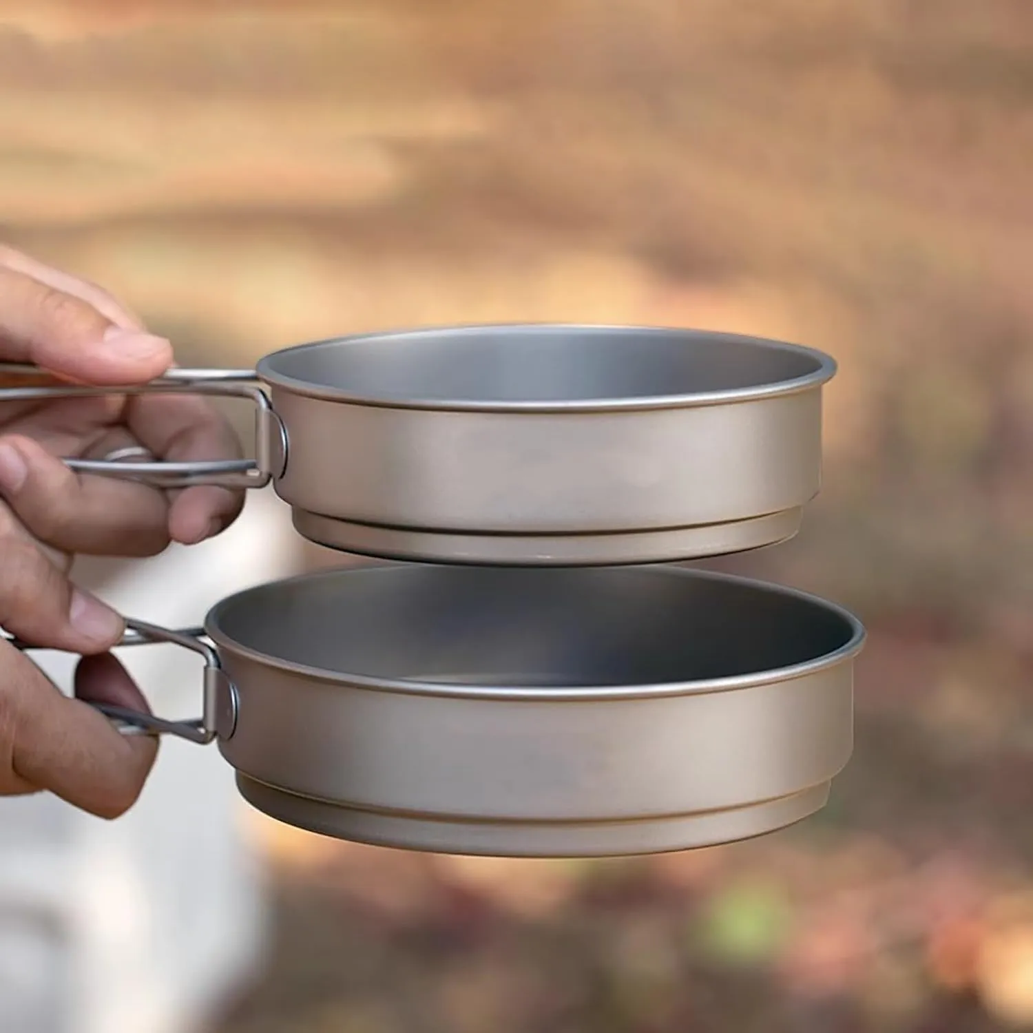 Camping Pot, Titanium Pan Dish Plate, Ultralight Camping Cookware, with Handle, for Outdoors Backpacking Hiking(A,500ml)