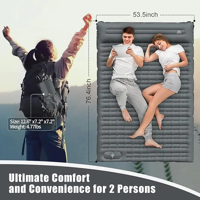 Camping Sleeping Pad, Extra Thickness 4.7 Inch Inflatable Sleeping Mat Lightweight Waterproof Camping with Built-in Pump Air Mattress for Backpacking, Hiking, Tent, Traveling