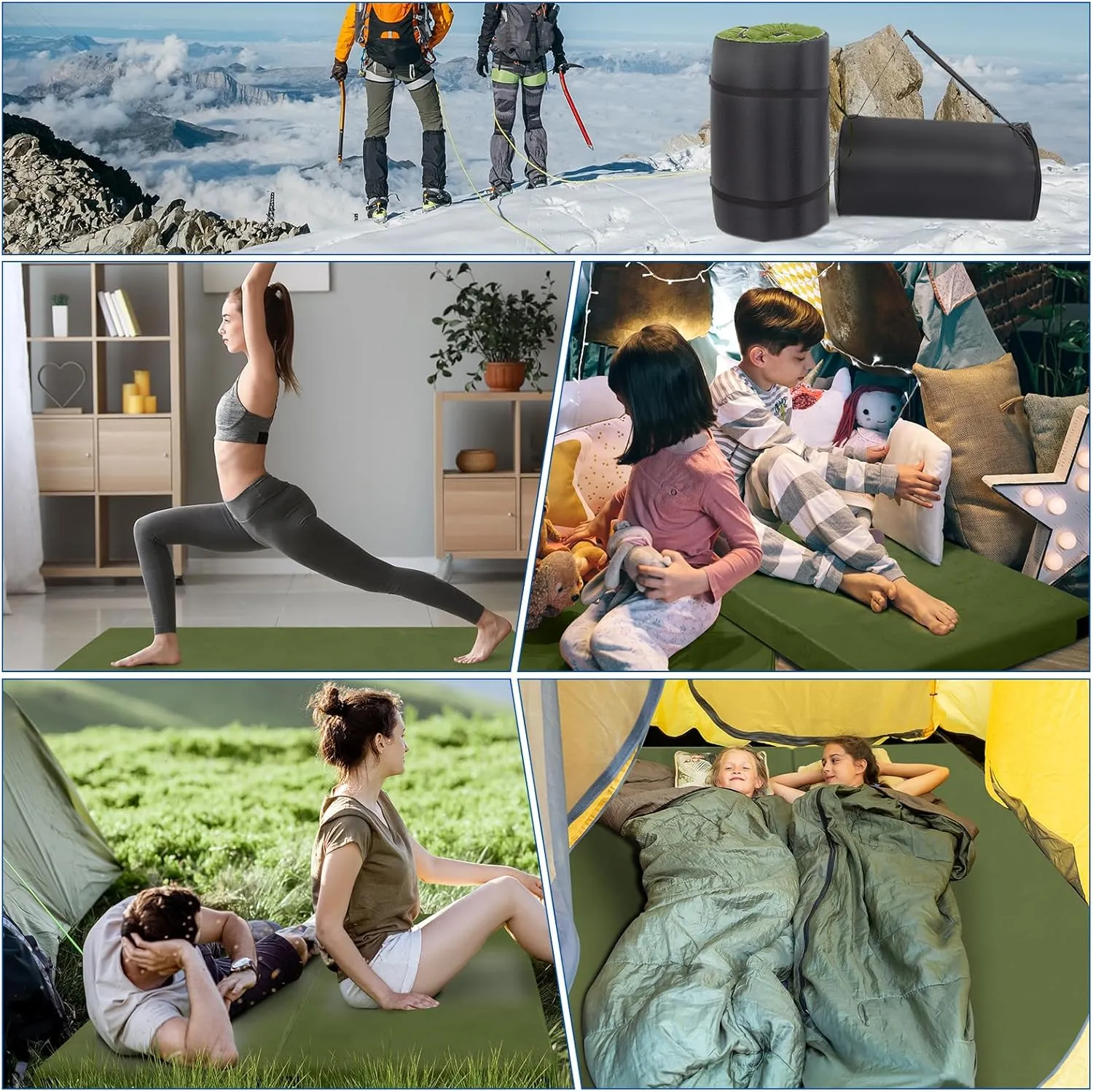 Camping Sleeping Pad, Sleeping Pad for Camping, Memory Foam Camping Mattress Pad, Sleeping Mat Portable Roll Up Mattress, Camping Bed Pads with Carry Bag for Camping, Cots, Tents