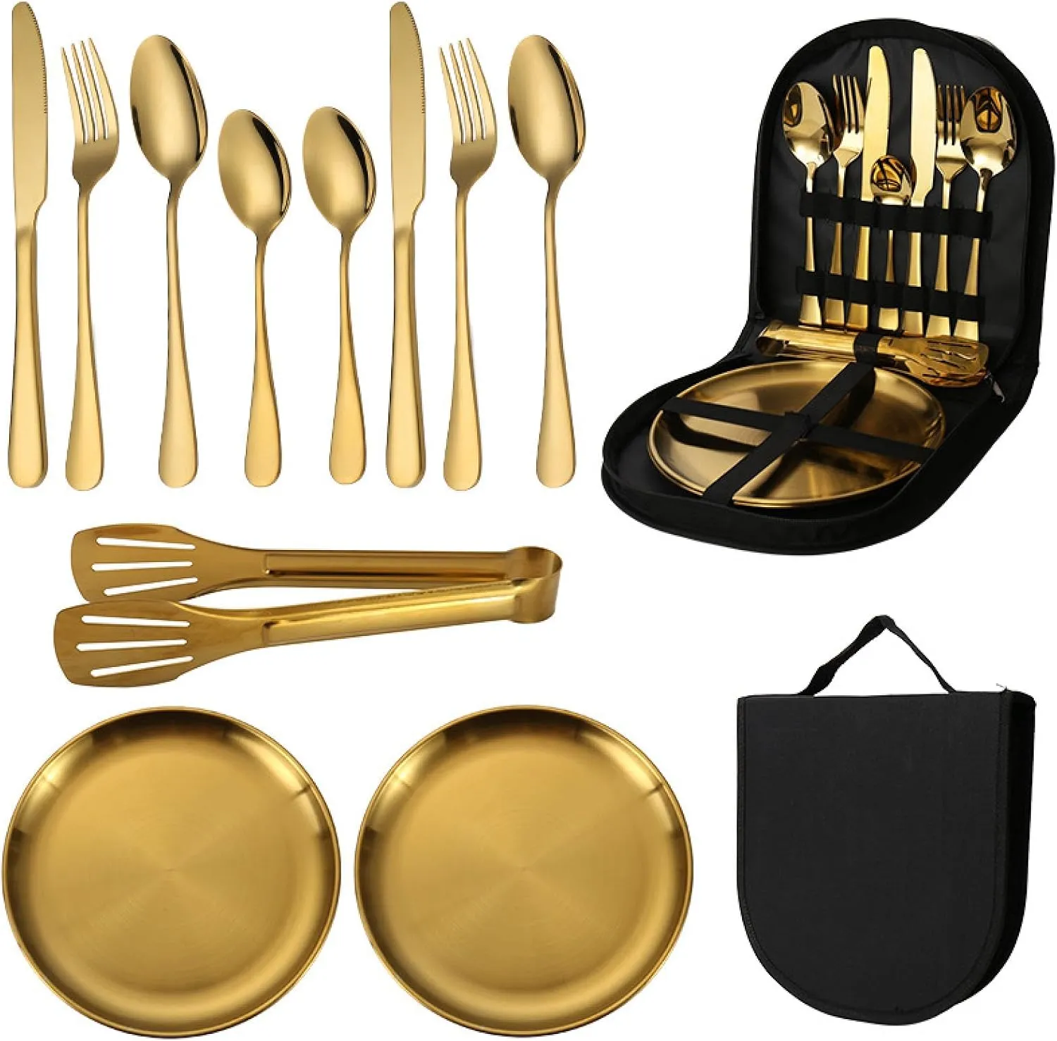 Camping Tableware Mess Kit Cutlery,11 Pcs Camping Cookware Utensils Travel Sets, Camping Cooking Utensils, Travel Essentials, Portable Camping Kitchen Utensil Set for Travel, Picnics, RVs