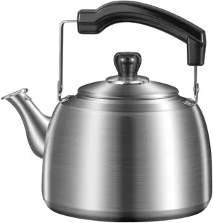 Camping Teapot, Tea Kettle Stovetop, 304 Food Grade Stainless Steel Whistling Tea Pot with Cool Touch Ergonomic Folding Handle for Family Kitchens and Restaurants(4L)