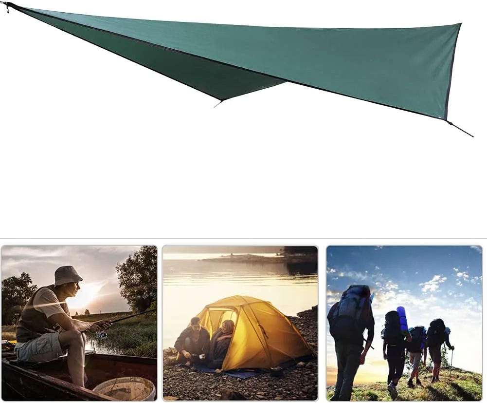 Camping Tent Canopy, 210T Polyester Fabric Outdoor Waterproof Sun Proof Camping Ground Mat Tent Hammock Awning