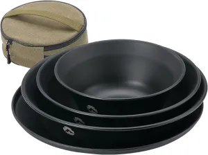 CAMPINGMOON Camping Plates Stainless Steel 4pcs Black BKS395-1S