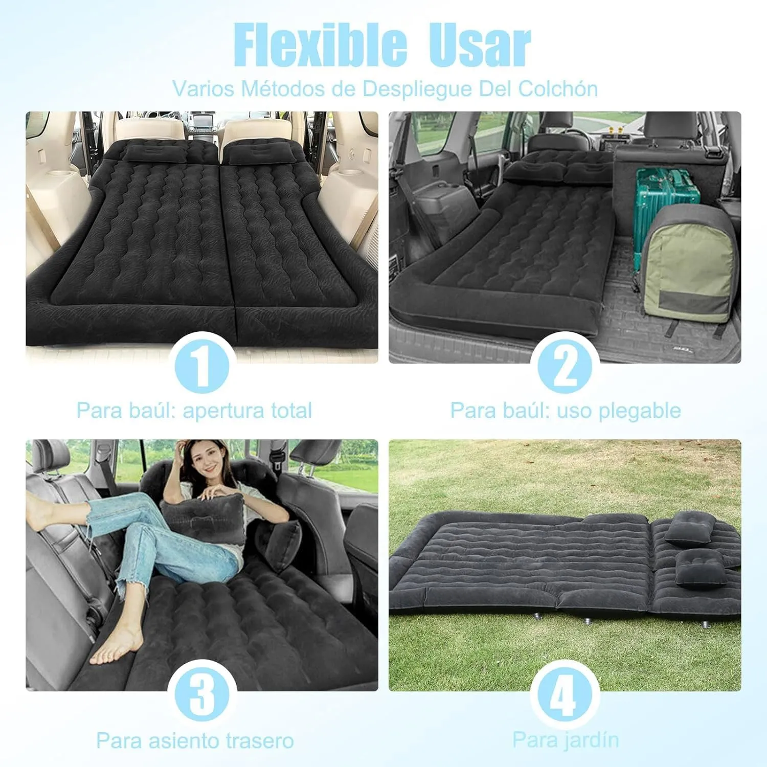 Car Air Mattress for Audi Q5 II FY 2016 2017 2018 2019 2020 2021 2022 2023 2024, Car Mattress Inflatable Bed Portable Foldable with Pillow Camping Travel Car Accessories,Black
