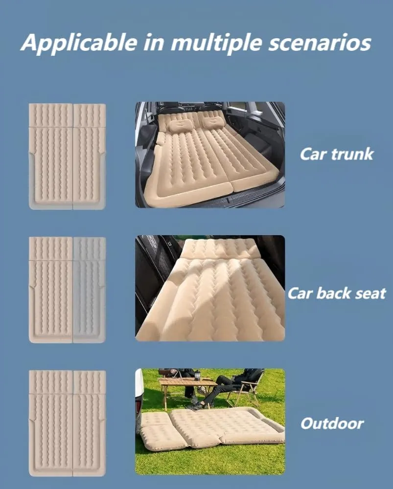 Car Air Mattress for Cadillac Escalade (7Seats) 2021 2022 2023,Flocking & PVC Thickened Double-Sided Portable Foldable Sleeping Pad Back Seat Trunk Inflatable Electric Pump Pillows,B
