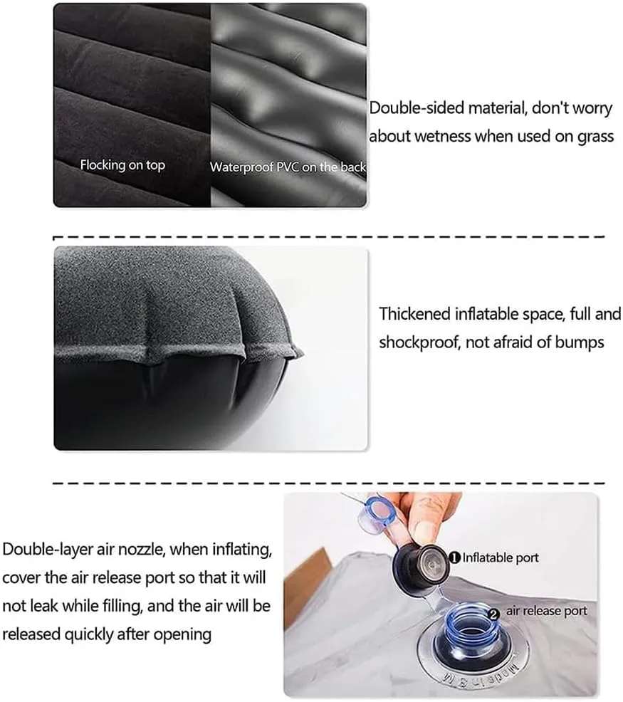 Car Air Mattress for Cadillac Escalade (7Seats) 2021 2022 2023,Flocking & PVC Thickened Double-Sided Portable Foldable Sleeping Pad Back Seat Trunk Inflatable Electric Pump Pillows,B
