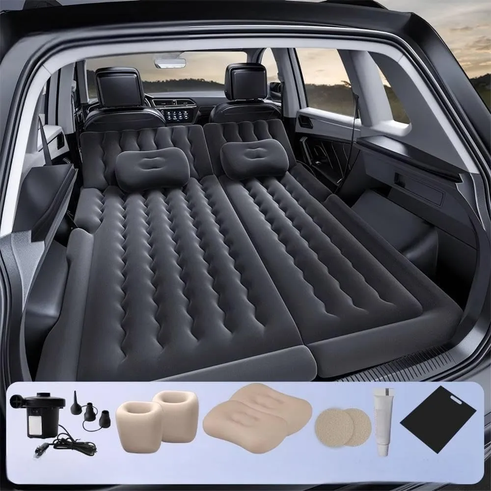 Car Air Mattress for Cadillac Escalade (7Seats) 2021 2022 2023,Flocking & PVC Thickened Double-Sided Portable Foldable Sleeping Pad Back Seat Trunk Inflatable Electric Pump Pillows,B