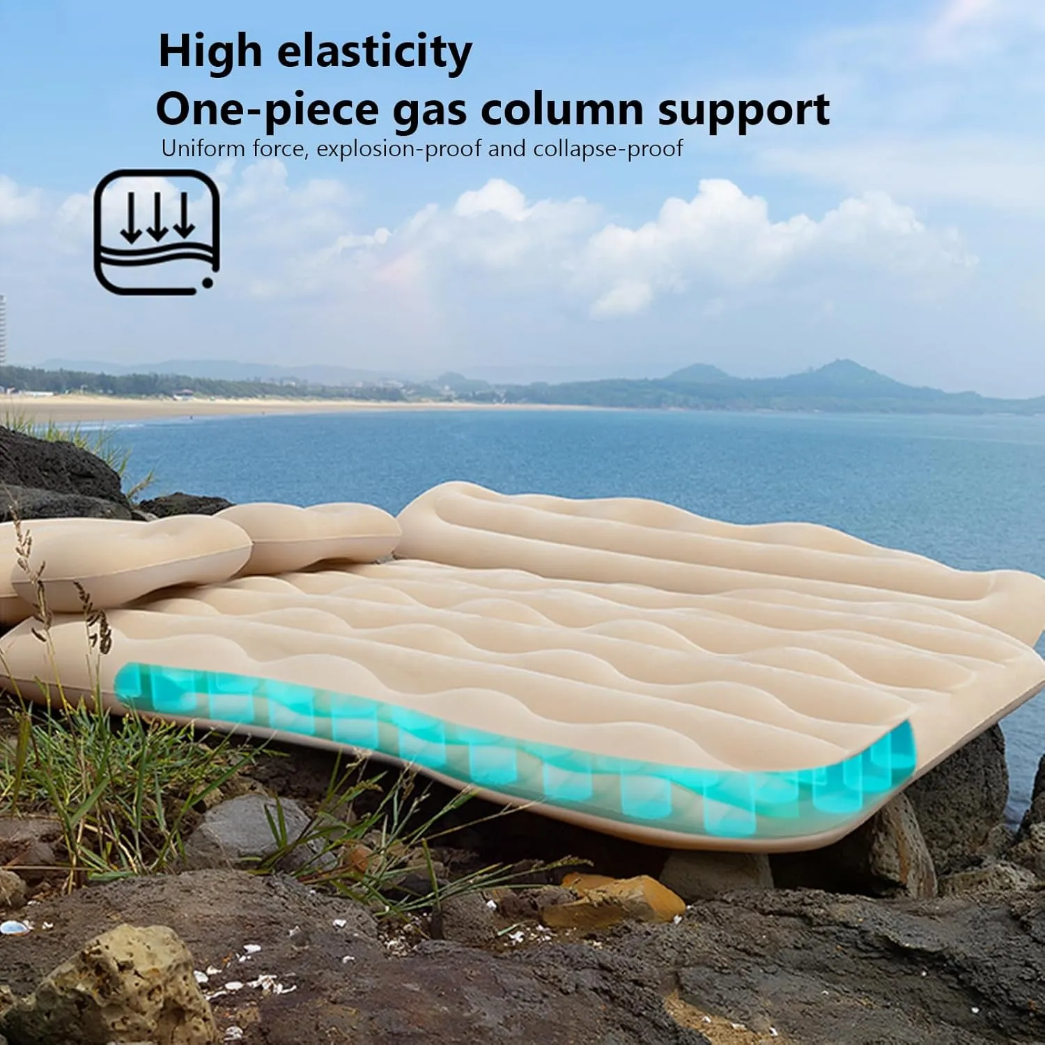 Car Air Mattress for Ford Mustang March-E 2021 2022 2023 Thickened Durable Car Camping Air Mattress Bed with Air Pump Inflatable Sleeping Mat,B