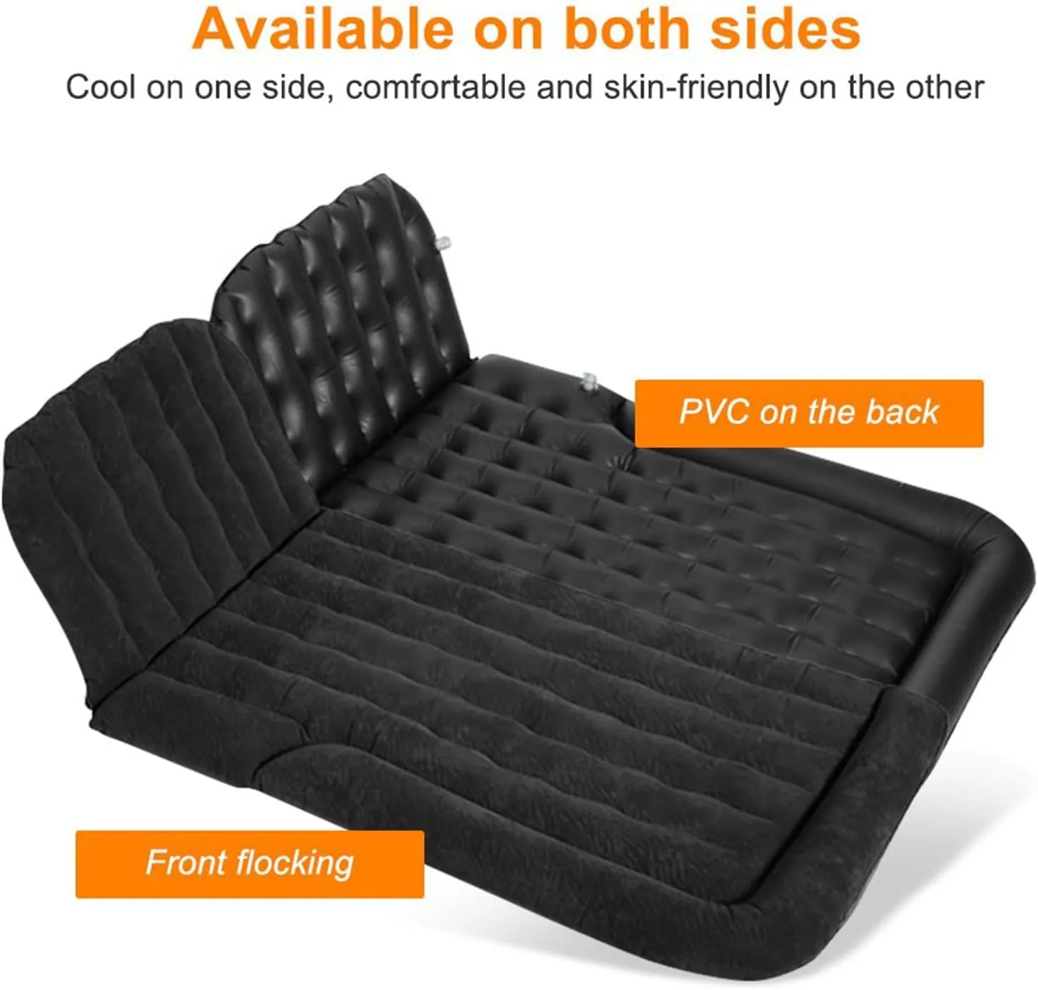 Car Air Mattress for Hyundai Grand Santafe 7seats 2013 2014 2015 2016 2017, Travel Camping Thickened Portable Inflatable Bed PVC Flocking Trunk Sleeping Mats,Black