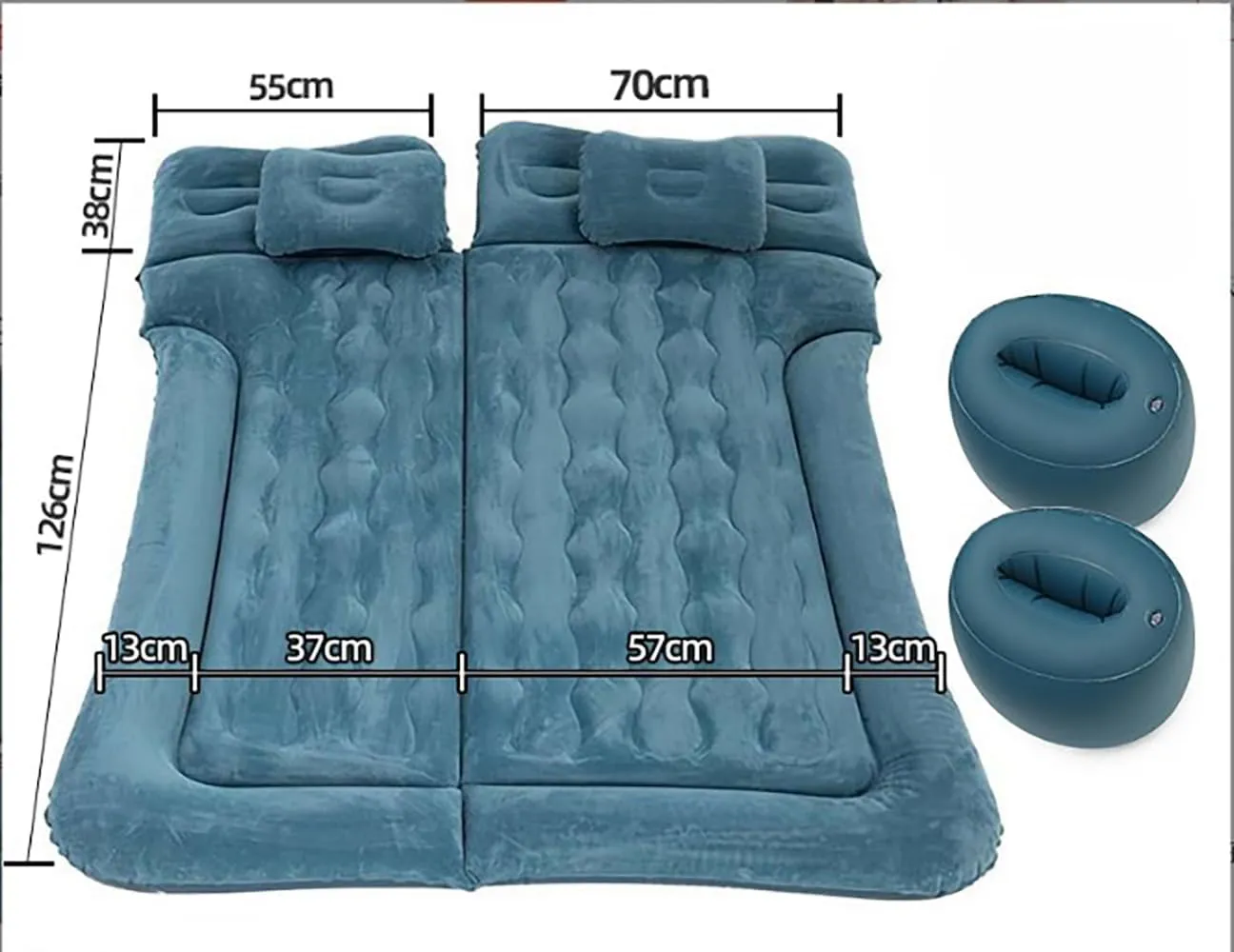 Car Air Mattress for Toyota Prius C 2012-2020, Trunk Rear Seat Inflatable Thickened Flocking Travel Camping Bed, Air Pump 2 Pillows,Dark Green