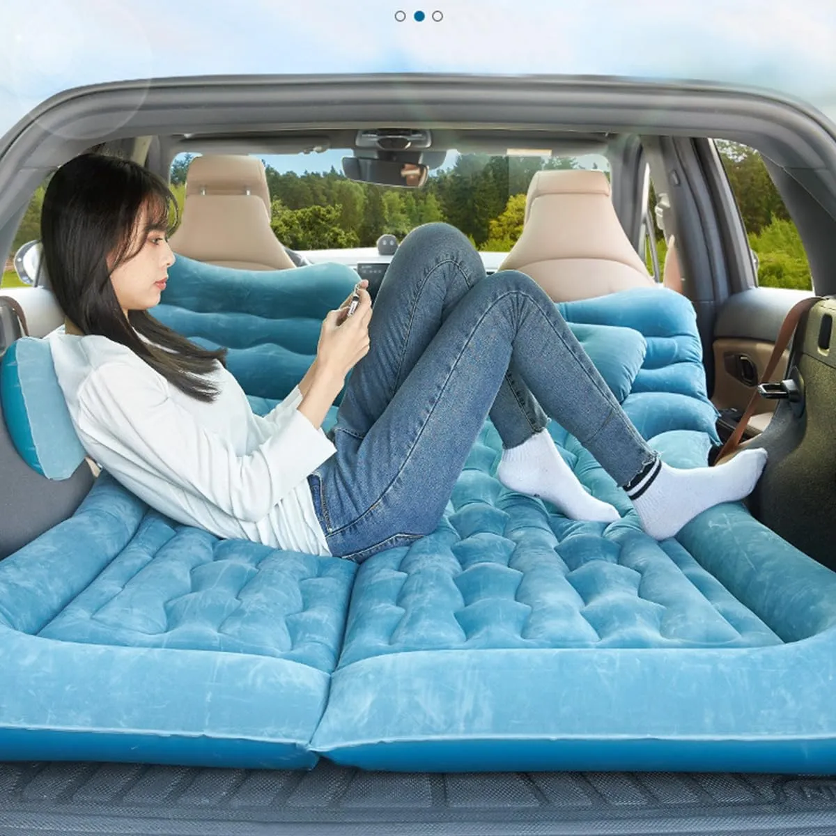 Car Air Mattress for Volvo EX30 2023 2024 2025 Back Seat Inflatable Bed Camping Trunk Airbed Sleeping Bed Traveling Foldable Boot Mattress Outdoor,Grey01-A