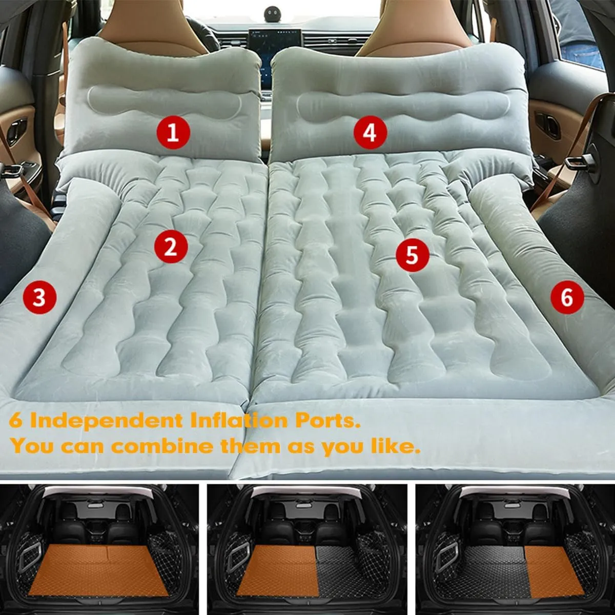 Car Air Mattress for Volvo EX30 2023 2024 2025 Back Seat Inflatable Bed Camping Trunk Airbed Sleeping Bed Traveling Foldable Boot Mattress Outdoor,Grey01-A