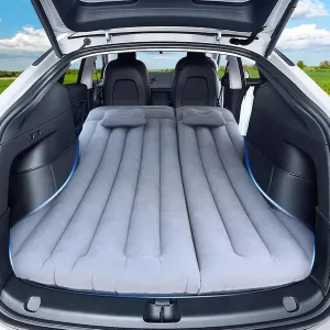Car Air Mattress, Inflatable Bed Compatible with Tesla Model Y, Thickened Comfortable Durable, with Pump and 2 Pillow, Foldable Mattress for Trunk/Rear Seat, Air Bed for Sleeping Camping Travel (Grey)