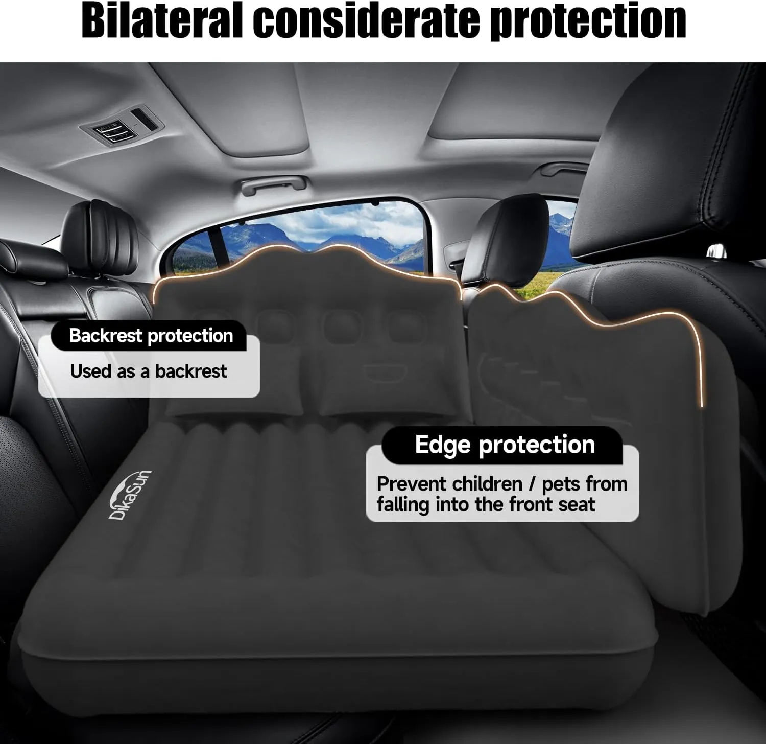 Car Air Mattress, Inflatable SUV Truck Camping Mattress for Back Seat, Thickened Travel Car Bed Sleeping Pad with Air Pump 2 Pillows