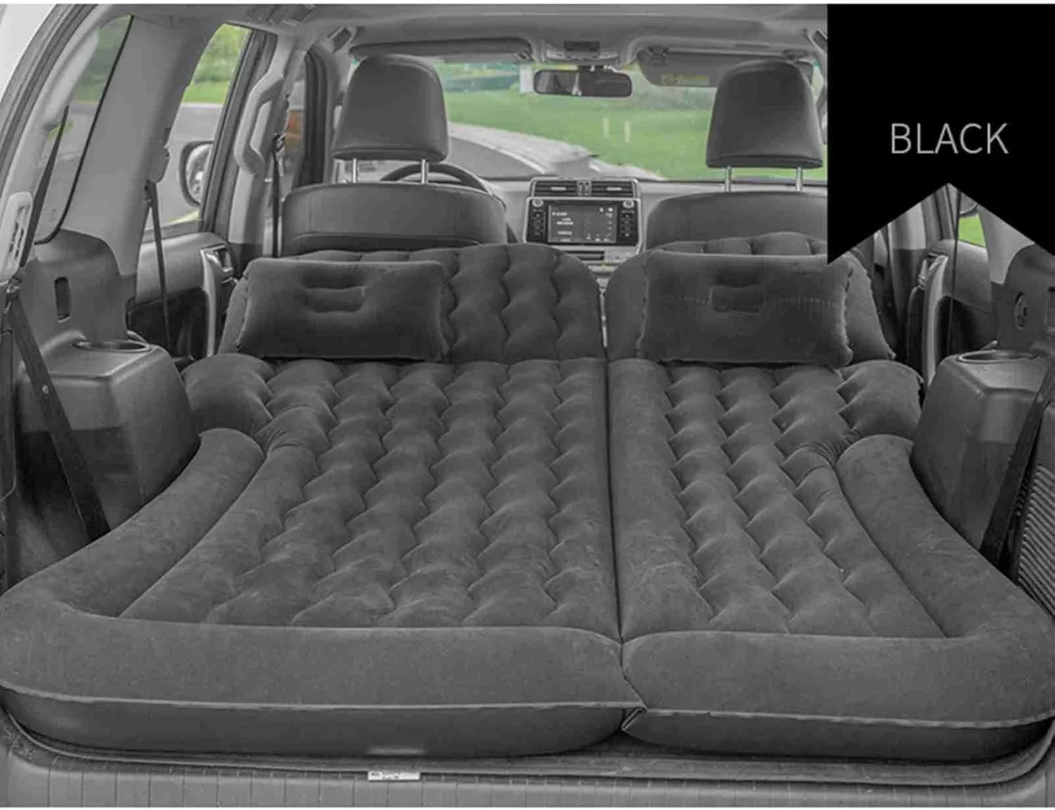 Car Air Mattress, Inflatable Vehicle Bed, Thickened Travel Sleeping Pad, Camping Mattress for Car Camping (Black)