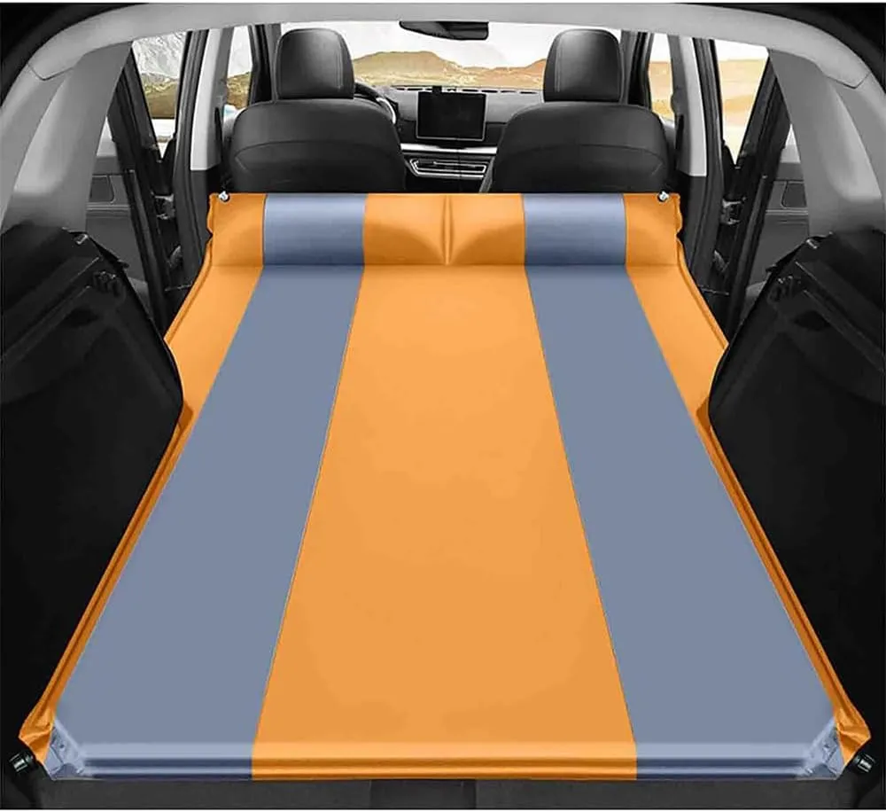 Car Inflatable Mattress for Silverado 1500/GMC Sierra 1500 2019 2020 2021 2022 2023 2024 Self Inflating Sleeping Pad Thickened Air Bed Cushion Camping Travel Mattress Multifunctional,Orange