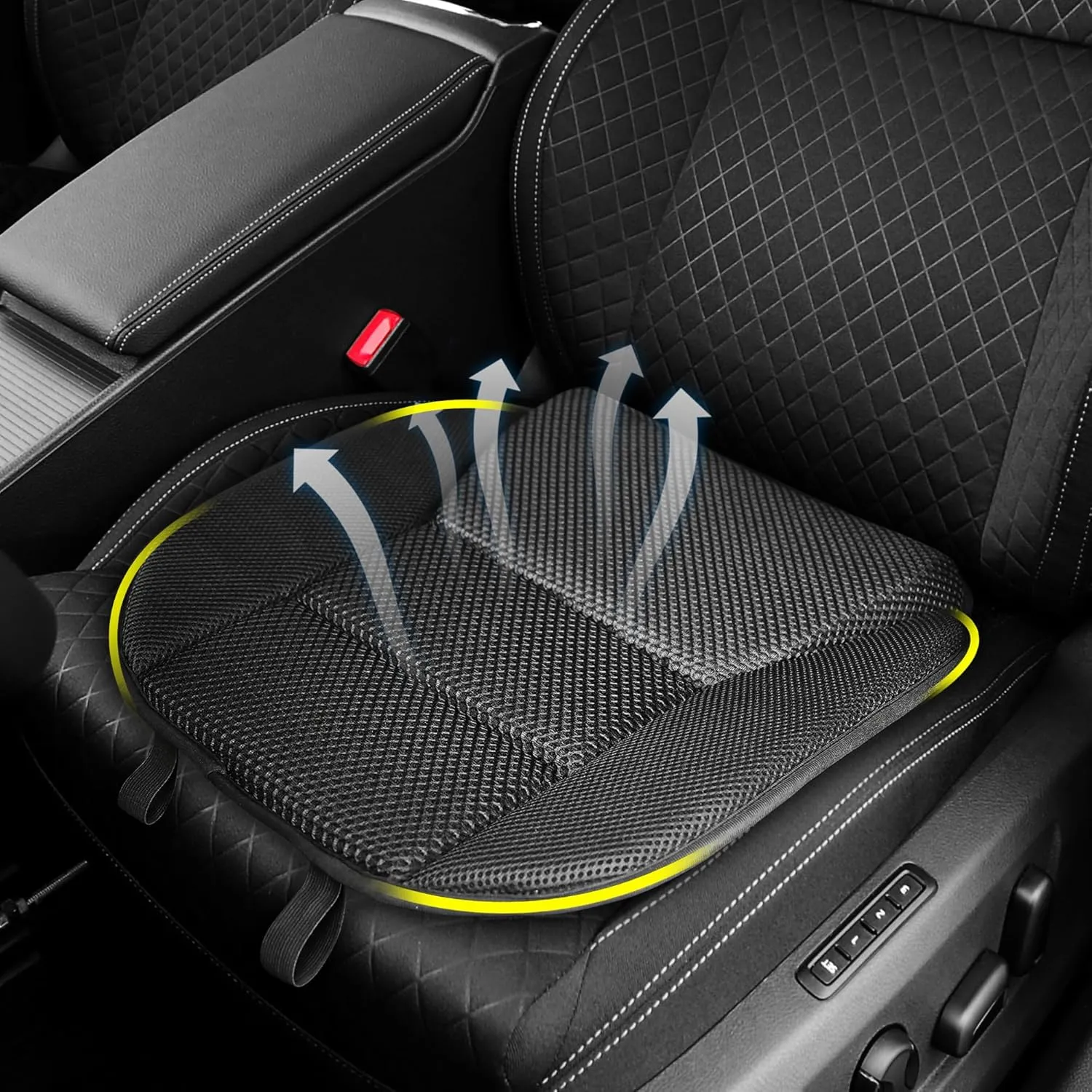 Car Seat Cushions for Driving, Memory Foam Seat Cushion for Car – Breathable and Supportive for Long Drives, Improve Driving Sight & Relieve Back Pain, Cushion Set for SUV/Truck/Car(Black)