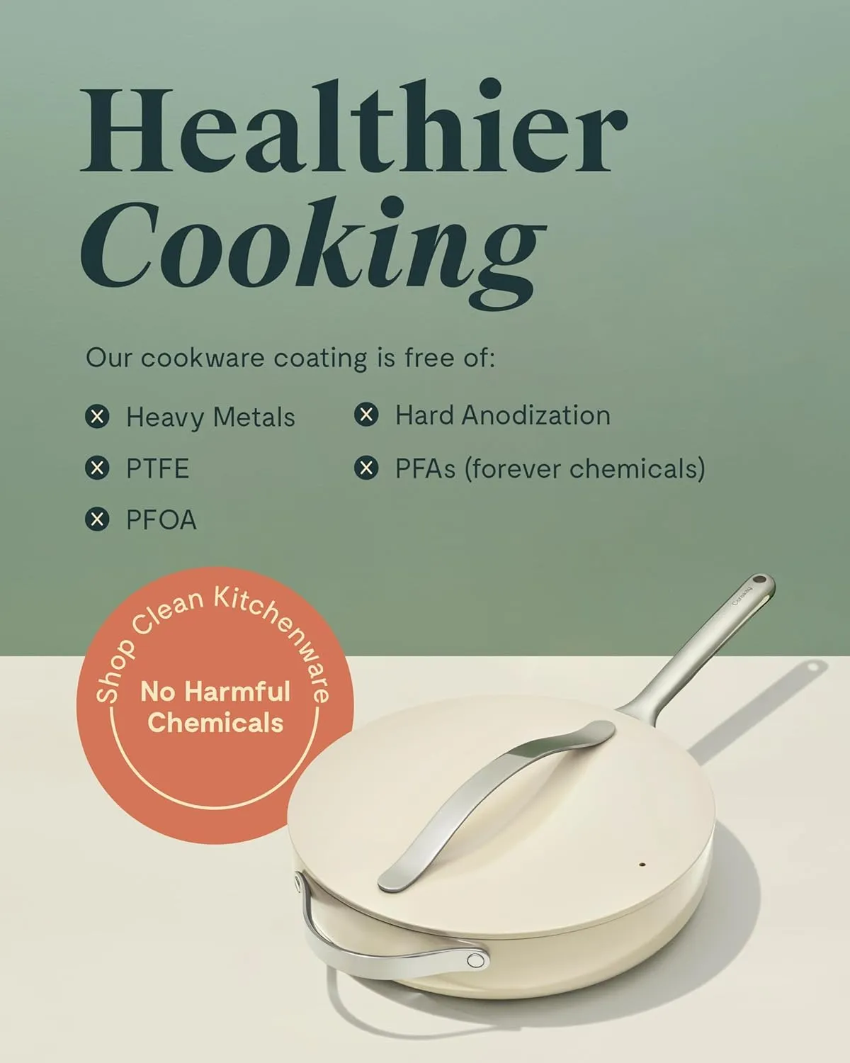 Caraway 4-Piece Fry Pan Set - Non-Stick Frying Pans (10.5” & 8”) & Non-Stick Sauté Pan - Non Toxic, PTFE & PFOA Free - Oven Safe & Compatible with All Stovetops (Gas, Electric & Induction) - Cream