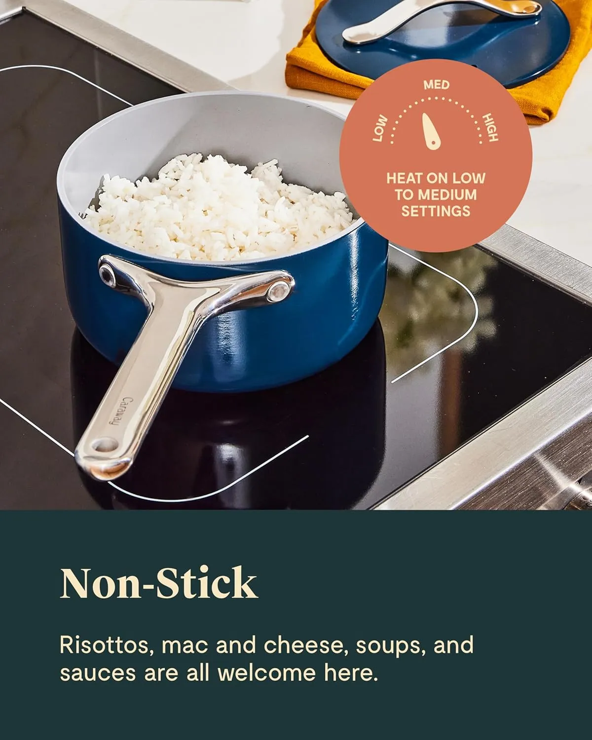 Caraway Nonstick Ceramic Sauce Pan with Lid (3 qt) - Non Toxic, PTFE & PFOA Free - Oven Safe & Compatible with All Stovetops (Gas, Electric & Induction) - Perracotta