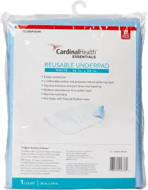 Cardinal Health Essentials Reusable Underpad Polyester/Rayon 36X54" ZRUP3654R 3 Pads