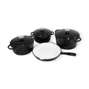 Cast Iron Cookware Pot Set 7 Piece Black TH184
