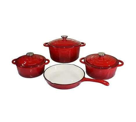 Cast Iron Pot Set 7 Piece Red CH979
