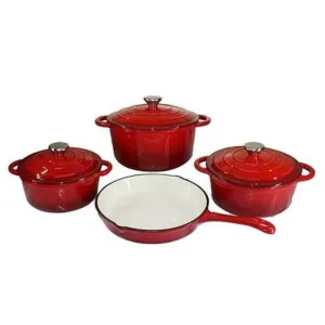 Cast Iron Pot Set 7 Piece Red CH979