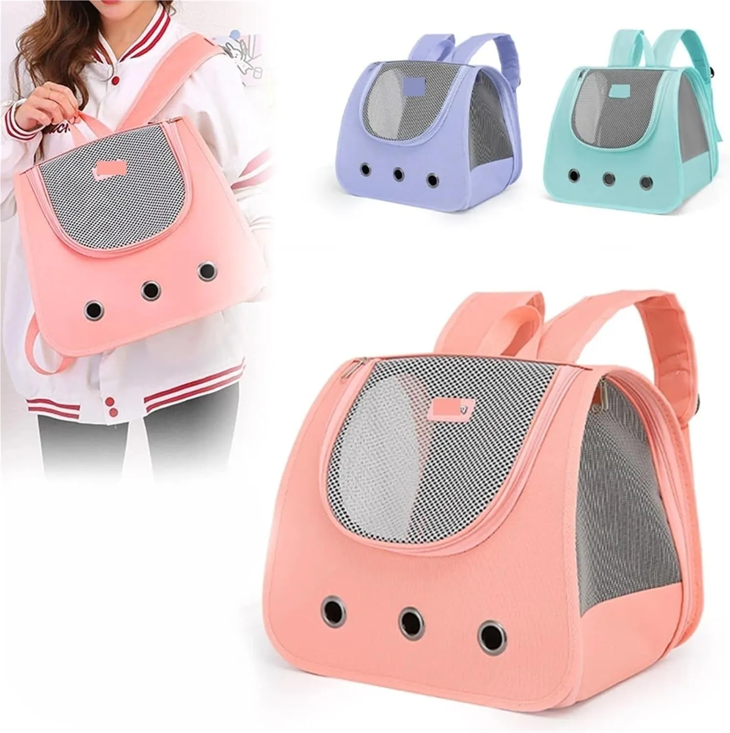 Cat Backpack Supplies Portable Breathable Double Shoulder cat Bag Foldable Puppy Backpack Fashionable and Expandable pet Bag(Green)