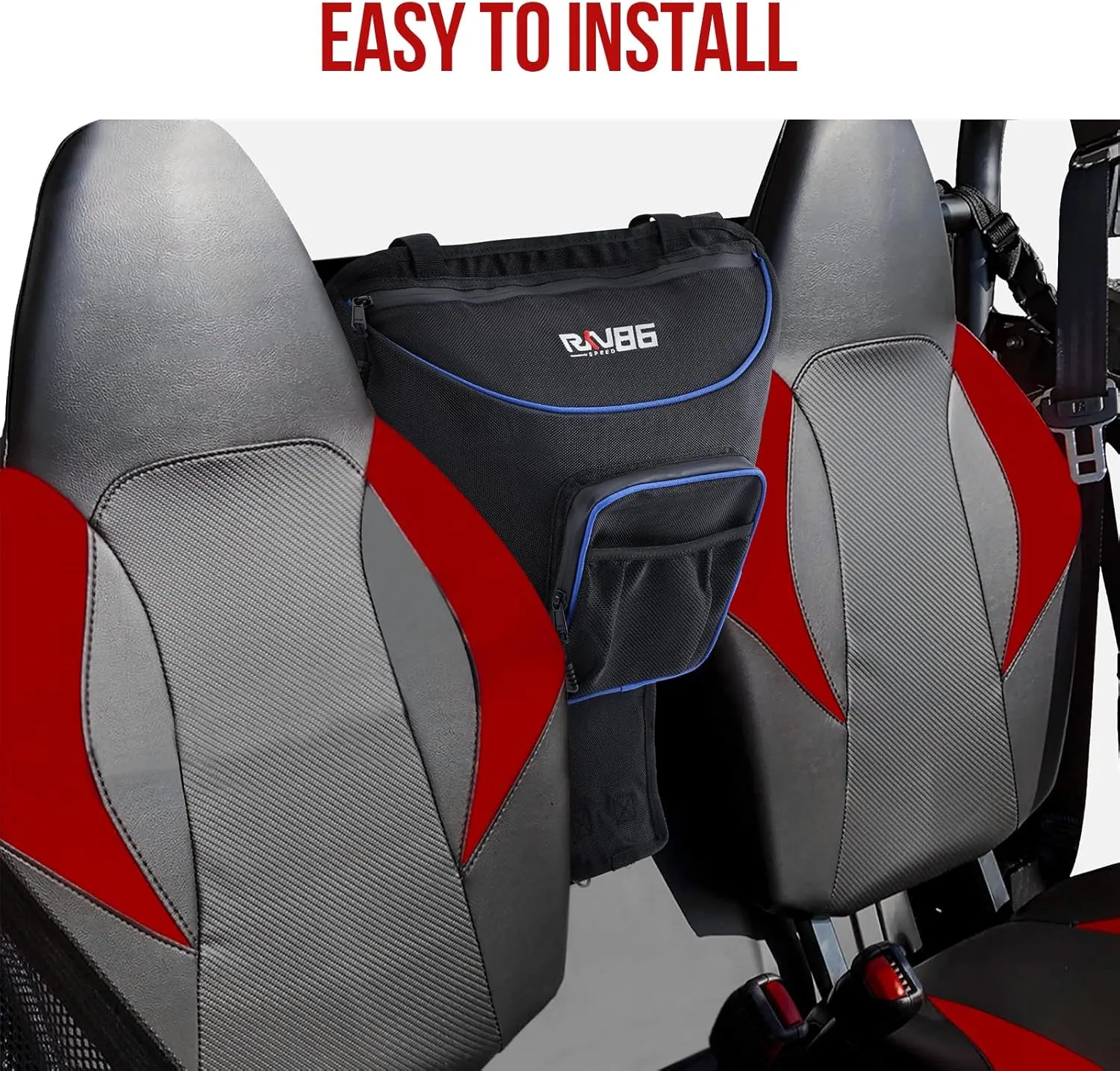 Center Storage Bag for RZR, Cab Pack Center Seat Bag, Heavy-Duty 1680D Waterproof, Compatible with 2014-2023 Polaris RZR XP 1000 Turbo S 900 570 800 (Blue)