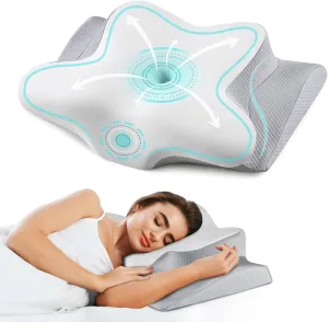 Cervical Neck Pillow for Pain Relief - Cooling Side Sleeper Pillow for Sleeping, Ergonomic Memory Foam Pillows for Neck Support, Contour Orthopedic Bed Pillow for Back Stomach Sleepers