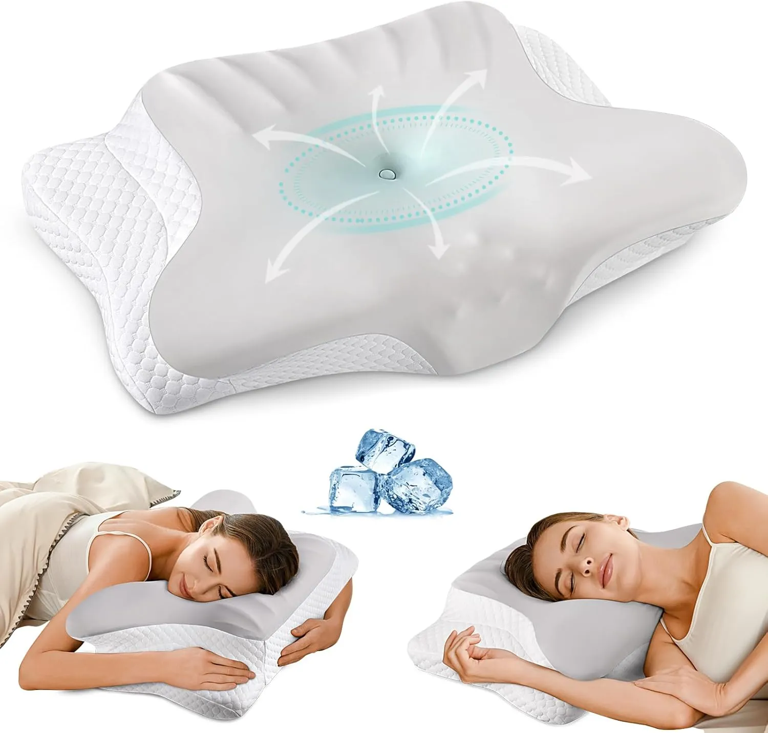 Cervical Neck Pillow for Pain Relief - Ergonomic Memory Foam Pillows for Sleeping, Cooling Side Sleeper Pillow for Neck Support, Contour Orthopedic Bed Pillow for Back Stomach Sleepers