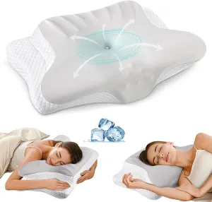 Cervical Neck Pillow for Pain Relief - Ergonomic Memory Foam Pillows for Sleeping, Cooling Side Sleeper Pillow for Neck Support, Contour Orthopedic Bed Pillow for Back Stomach Sleepers
