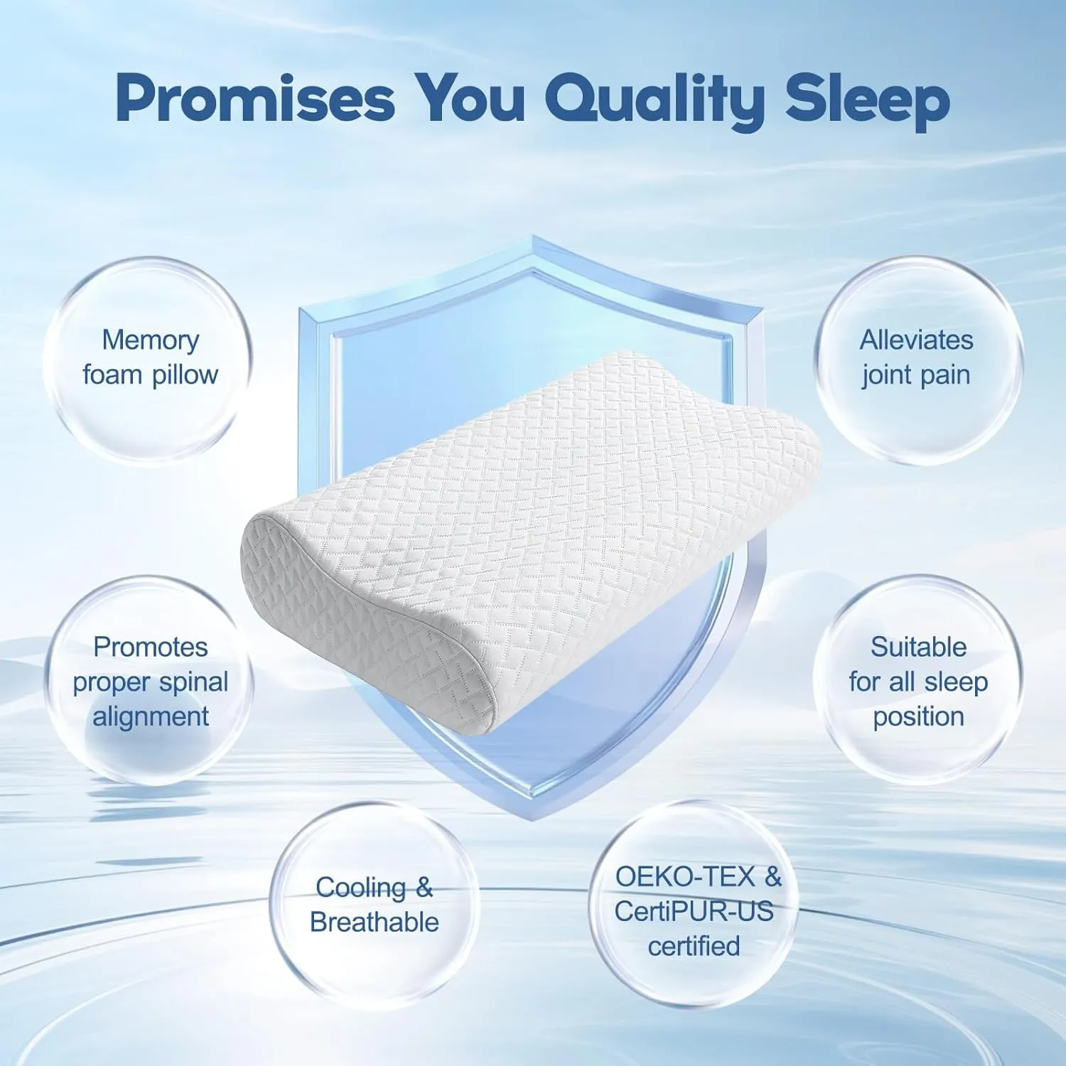 Cervical Neck Pillow for Pain Relief, Memory Foam Pillow for Side Sleeper Pillow, Cooling Adjustable Ergonomic Pillow for Stomach, Back & Side Sleeper with Pillowcase