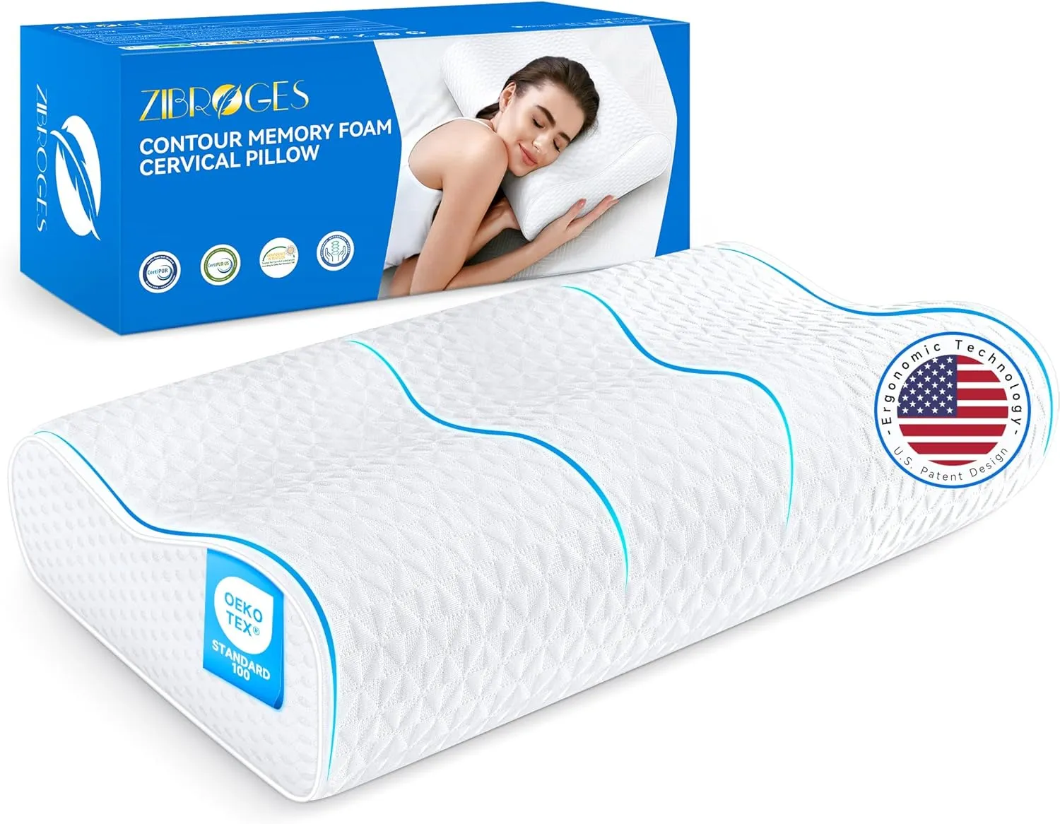 Cervical Neck Pillow King Size - Sandwich Dynamic Memory Foam Pillows for Sleeping, Adjustable Contour Ergonomic Orthopedic Cooling for Side, Back & Stomach Sleepers Soft, White