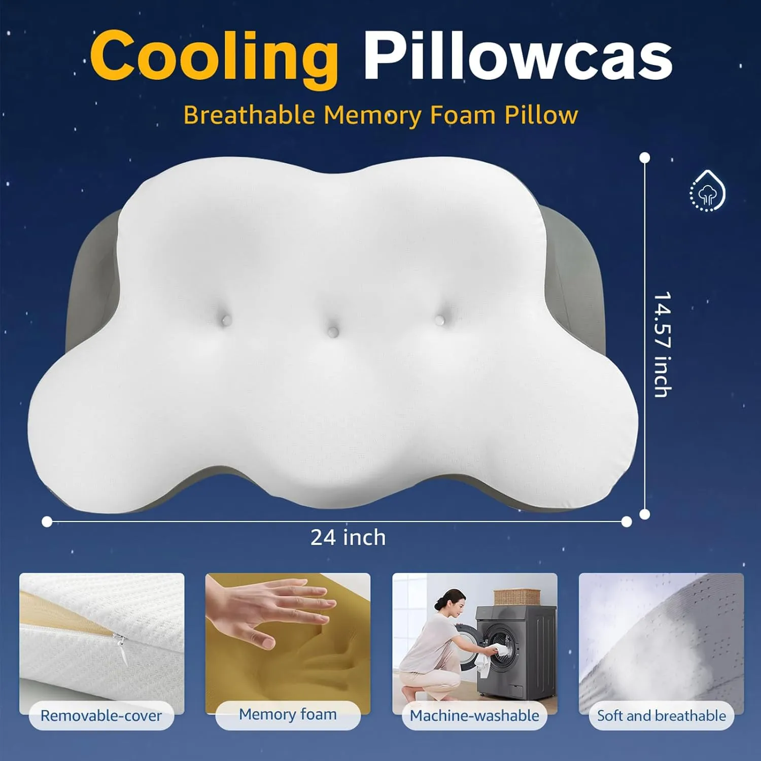 Cervical Neck Pillow, Pillows for Neck and Shoulder Pain, Contour Pillow, Neck Pillows, Pillow for Neck Pain Relief, Side Sleeper Pillows for Adults, Ergonomic Pillow, Memory Foam Pillows(Light_White)