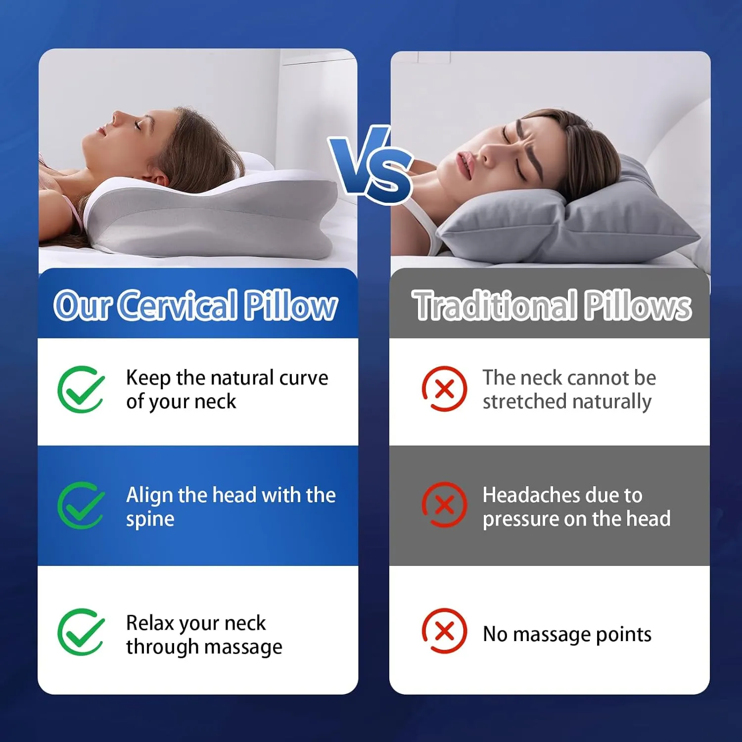 Cervical Neck Pillow, Pillows for Neck and Shoulder Pain, Contour Pillow, Neck Pillows, Pillow for Neck Pain Relief, Side Sleeper Pillows for Adults, Ergonomic Pillow, Memory Foam Pillows(Light_White)
