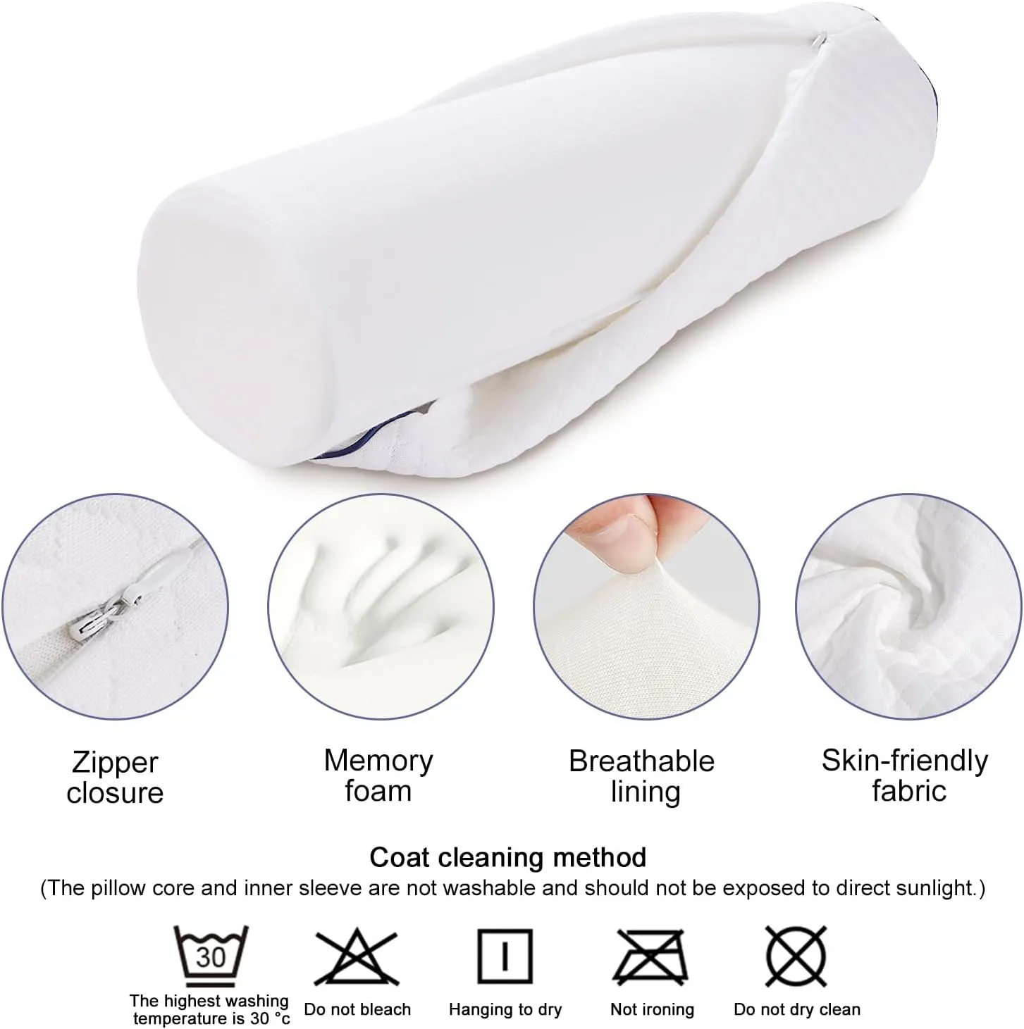 Cervical Neck Roll Pillow Cylinder Round Cushion Bolster Support for Sleeping Memory Foam Bolster Ergonomically Designed Ideal