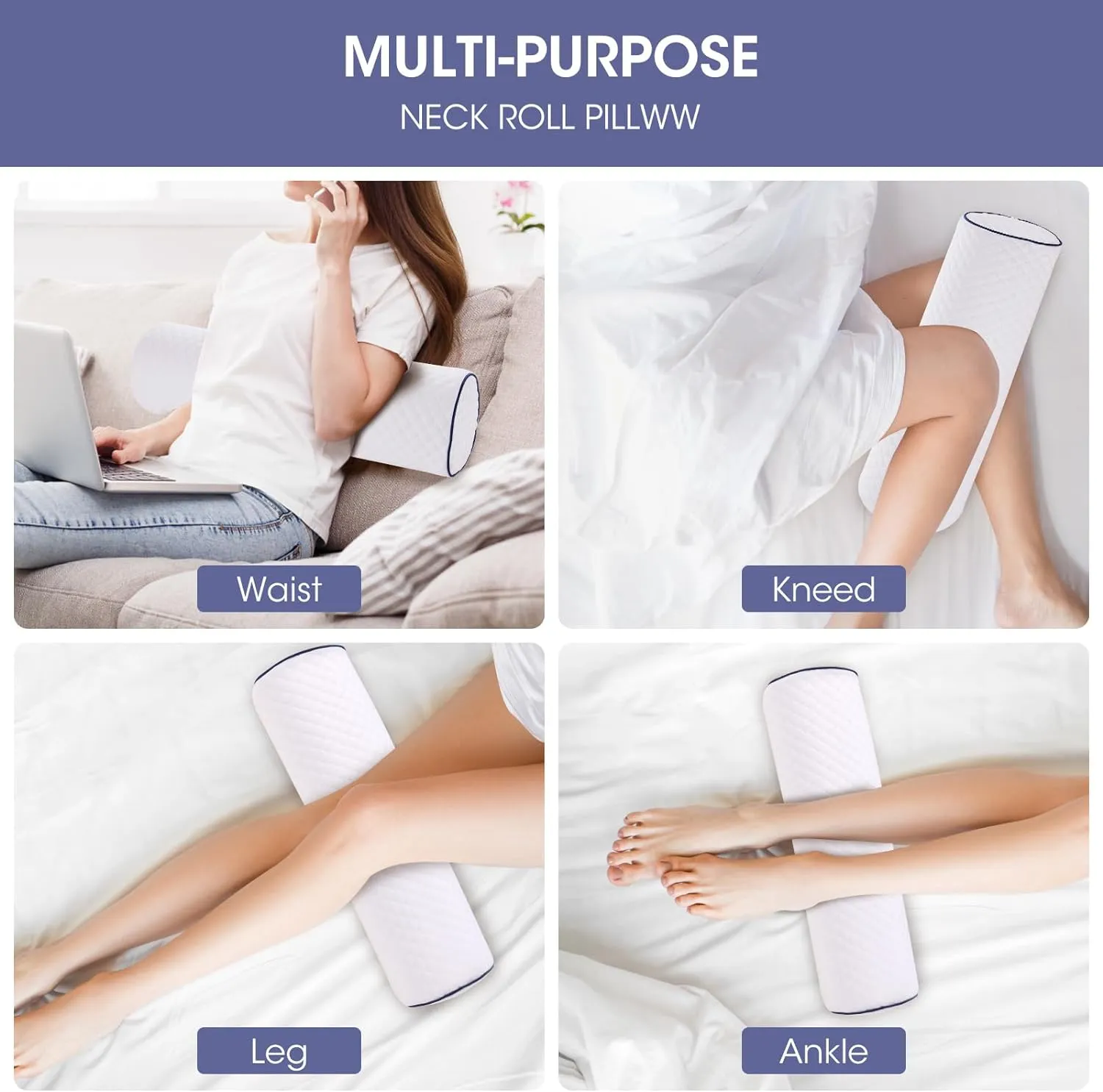 Cervical Neck Roll Pillow Cylinder Round Cushion Bolster Support for Sleeping Memory Foam Bolster Ergonomically Designed Ideal