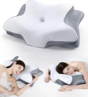 Cervical Pillow for Neck Shoulder Pain Relief，Ergonomic Side Sleeper Pillow for Sleeping，Odorless Orthopedic Contour Memory Foam Pillows,Cooling Neck Support Pillow,Bed Pillow for Back Stomach Sleeper