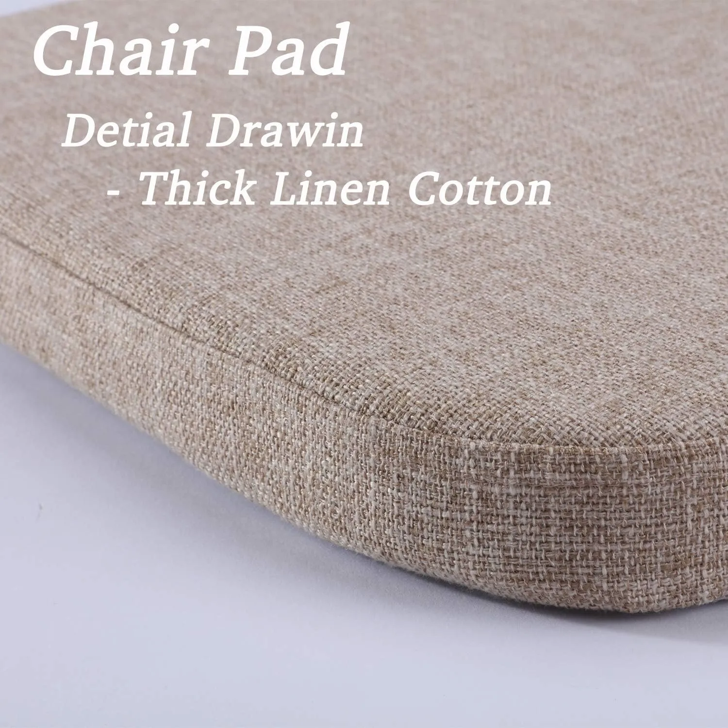 Chair Cushion with Ties for Dining Chairs - Memory Foam Non Slip Kitchen Chair Pad and Dining Seat Cushion with Machine Washable Cover Set of 4 [16.5 x 16.2 Inches] - Dark Beige