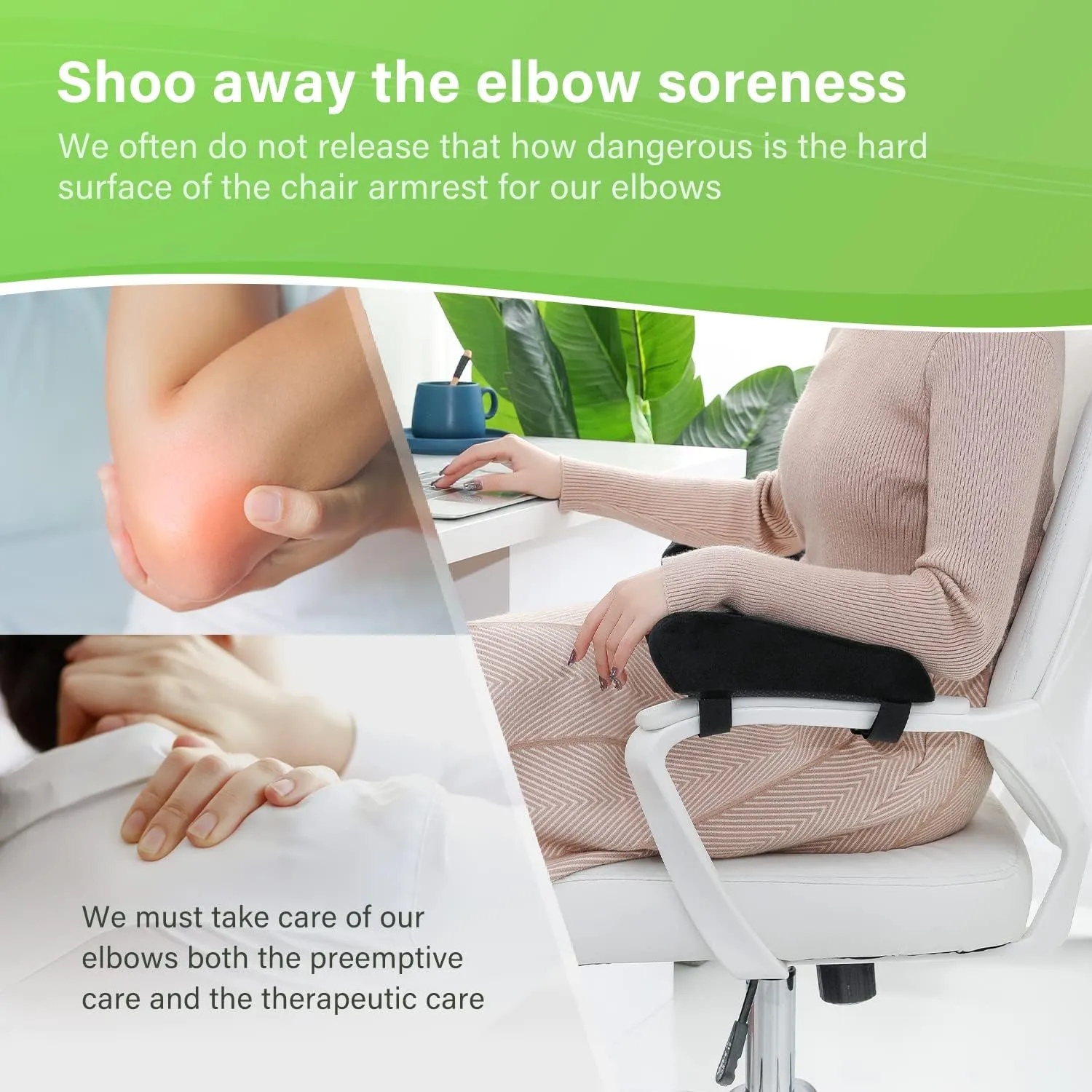 Chair Ergonomic Armrest Pads Elbow Pillow Pressure Relief Office Chair Gaming Chair armrest with Memory Foam armrest Pads 2-Piece Set of Chair (Memory Foam)