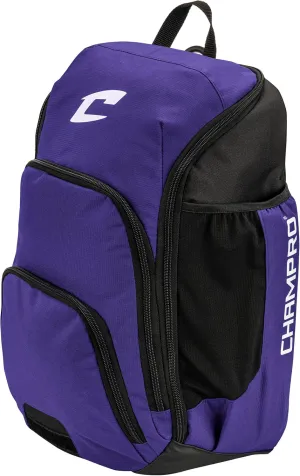Champro Seige Backpack, Purple, 18" H x 12" W x 8" D