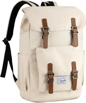 Chase Chic Backpack for Men Women, Vintage Rucksack Bookbag 15.6 inch Fashion Bag Unisex Casual Daypack for Travel,College,Work(Beige)