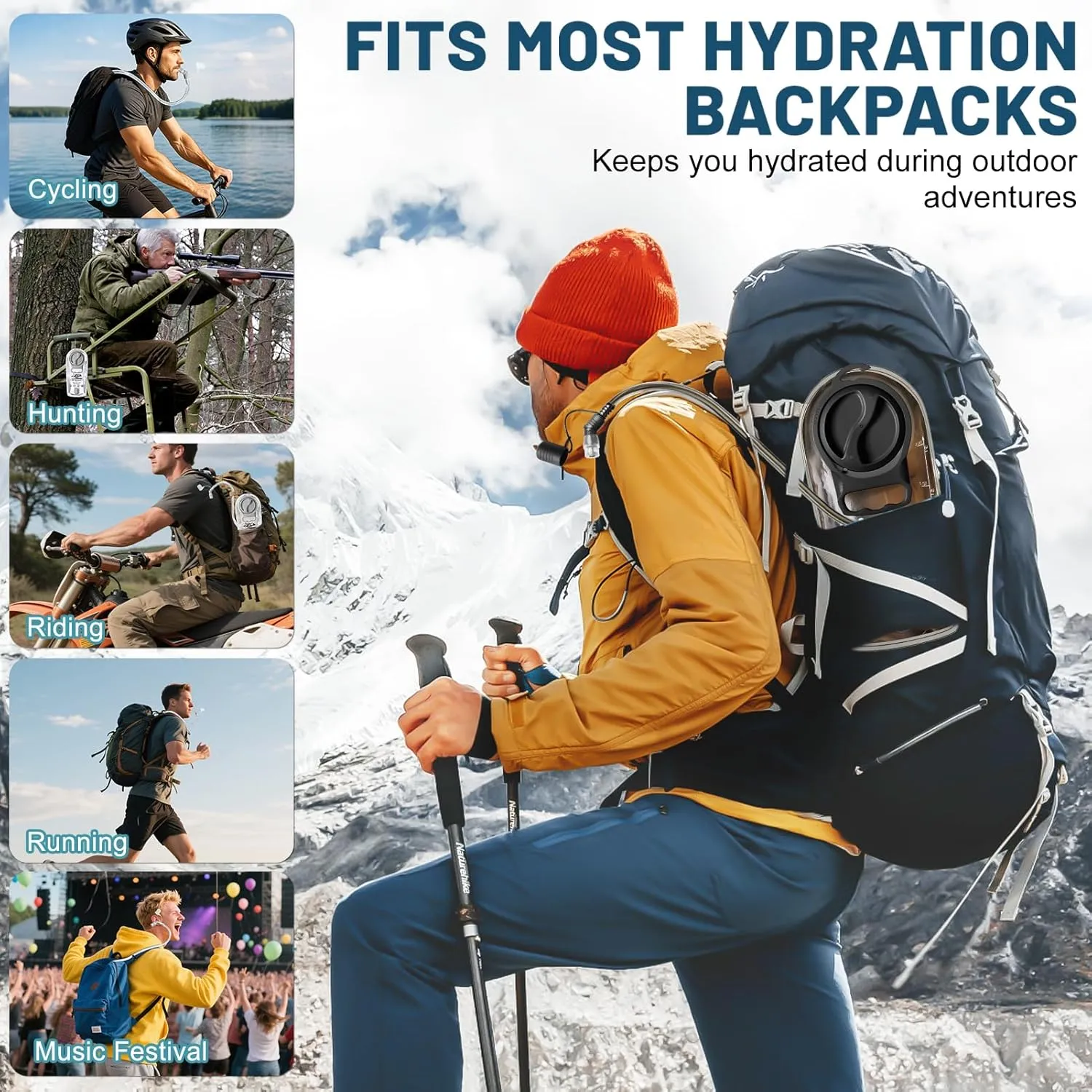 CHERAINTI Hydration Bladder 2 Pack, 2L Water Bladder for Hiking Backpack, BPA Free Water Reservoir Bag Pouch for Adult Kids, Military Leak Proof Hydration Pack Replacement for Running Cycling Climbing