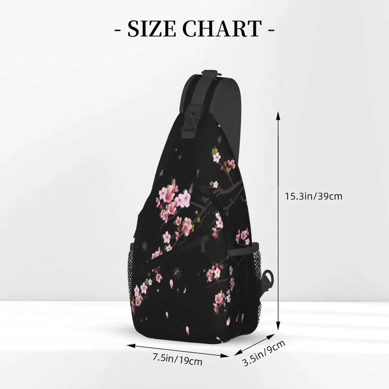 Cherry Blossom Crossbody Sling Bag for Women Men Falling Flower Petals Spring Blossoms Bloom Tree Branch Travel Sling Backpack Casual Shoulder Bag Asian Japanese Floral Hiking Daypack