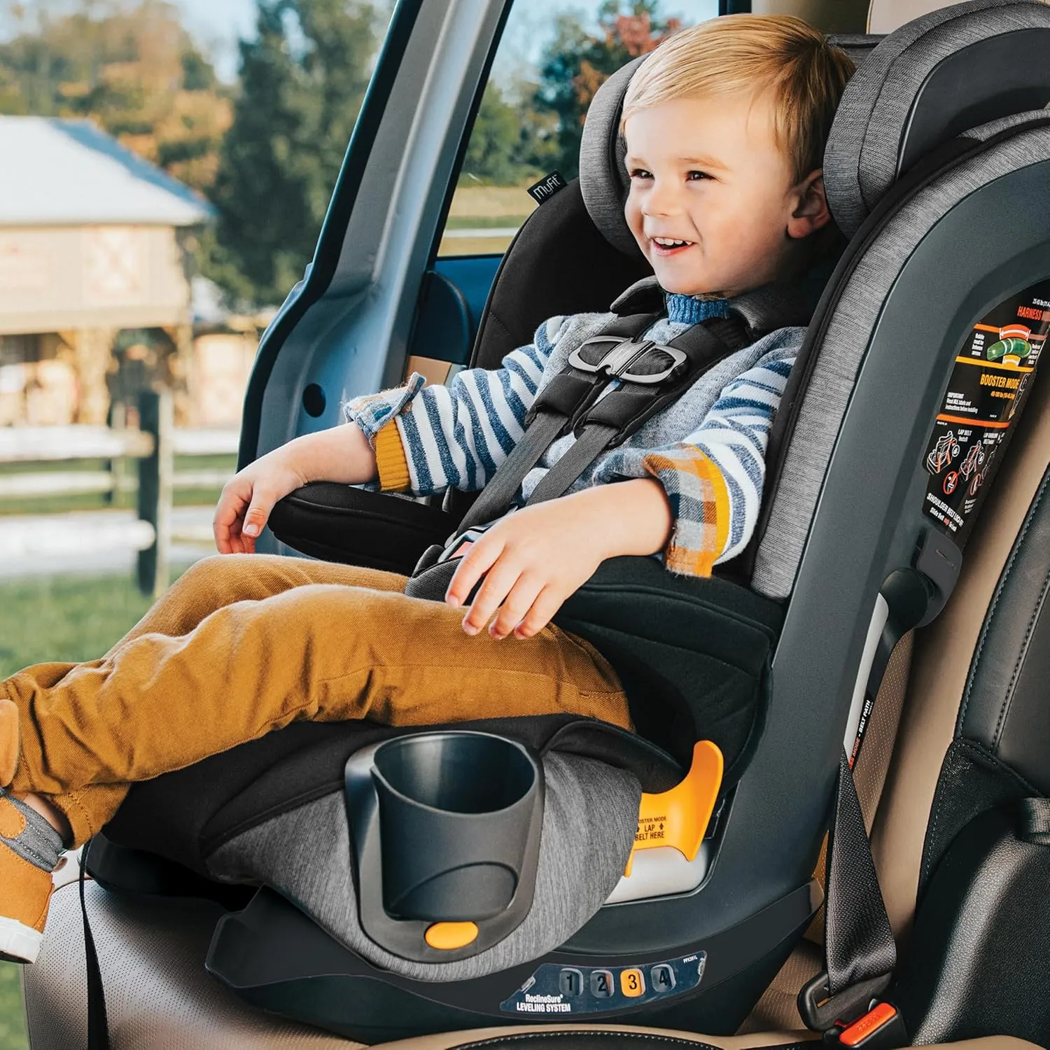 Chicco MyFit® 2-in1 Harness Booster Car Seat, 5-Point Harness Car Seat and High Back Booster, for Children 26.5-100 lbs. | Iron/Black